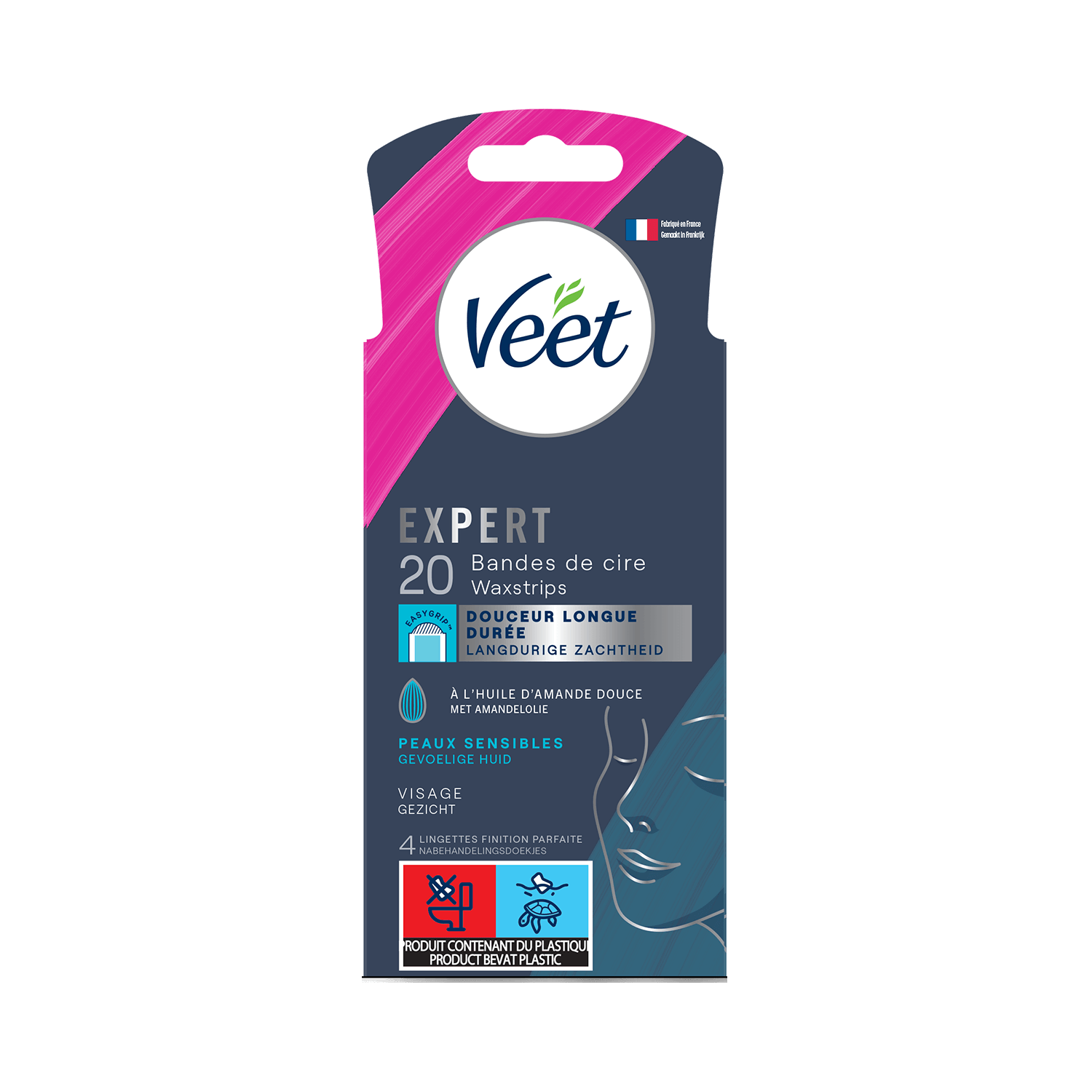 Veet Expert Bandes de cire froide pour peaux sensibles – Visage, x20 | Veet